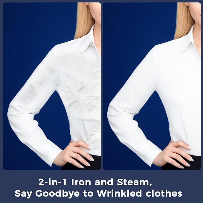 Portable Travel Steamer for Clothes, Fast Wrinkle Remover Garment Steamer for Home & Travel, 2-in-1 Iron & Steam with 90°Rotatable Head, Handheld Iron Steamer with 100ml Water Tank