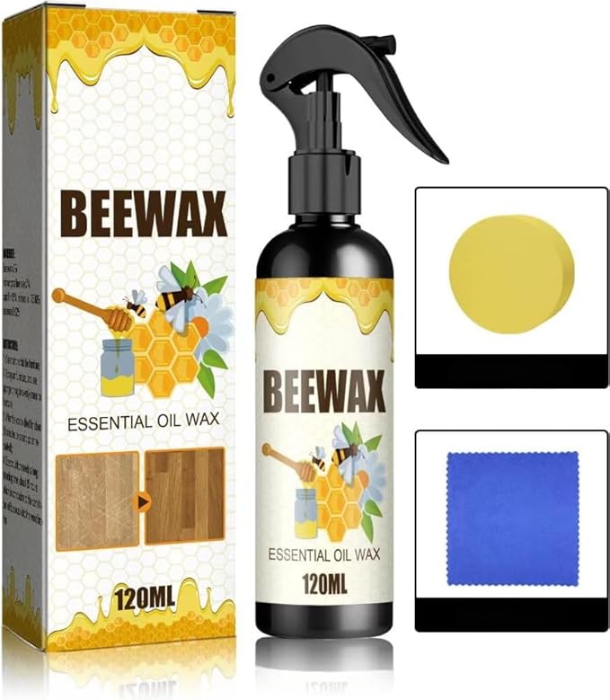 Natural Beeswax Spray Furniture Polish, Wood Cleaner, Wood Floor Polish - For Living Room, Kitchen and Wooden Furniture Floors(1PCS)