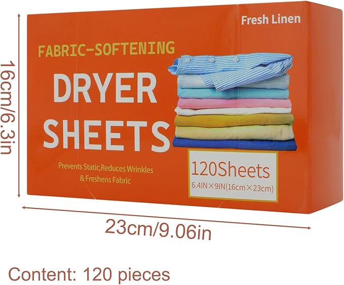 Laundry Dryer Sheets,120 Pieces Scented Clothes Washing Sheets | Anti-Static Non-Woven Fabric Fabric Softener - For Dryer Apartment Washer Dormitory Laundry Bathroom Household