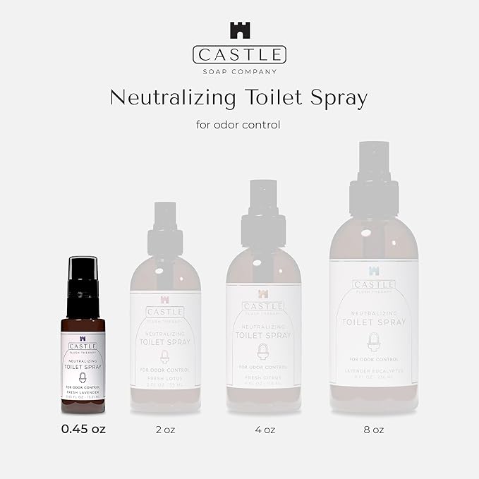 Castle Flush Therapy Neutralizing Toilet Spray | Odor Control | Bathroom Freshening Spray | Neutralizes Odors at the Source | Gentle Yet Powerful Formula | Fresh Citrus | 0.45 oz (2 Pack)
