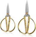 Wasan Gold Plated Dragon and Phoenix Relief Design Bonsai Scissors, Chinese Shears Household Traditional Scissors for Sewing, Art Craft, Food Paper Cutting - 2 Packs (5" and 6")