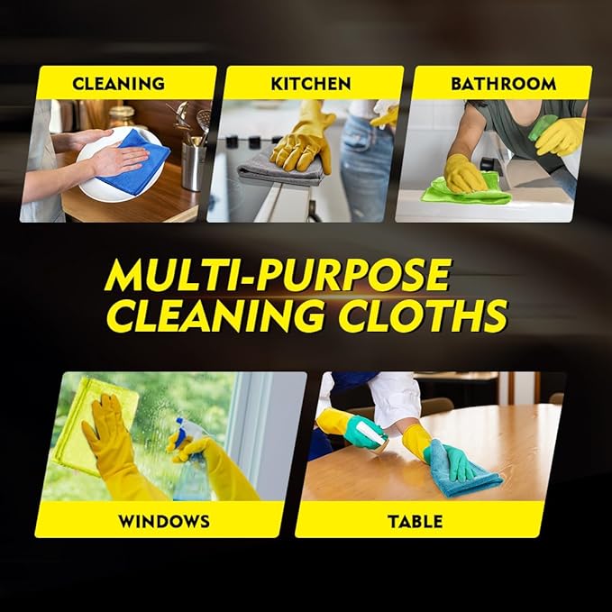 HOMEXCEL Microfiber Cleaning Cloth 50 Pack, 12.5 x 12.5 inch Microfiber Towels for Cars, Ultra Absorbent Car Washing Cloth, Lint Free Streak Free Cleaning Rags for Car, Kitchen, and Window, Multicolor