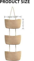 Over the Door Organizer, 3 Tier Hanging Storage Basket for a Stylish and Clutter-free Space, Ideal for Boho Room Decor and Nursery Decor