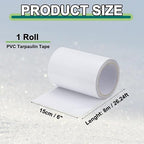PATIKIL Awning Repair Tape 8m x 15cm Waterproof Canvas Tape High Adhesive Tear Repair Patch Kit for PVC Tarpaulin Tent Awning Fabric RV Sail Boat Cover, White (6" x26.24ft)