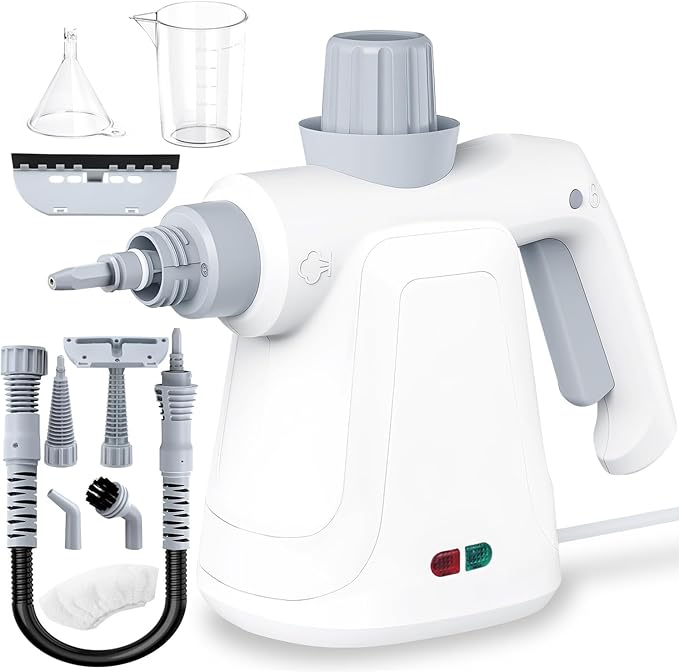 Pressurized Handheld Steam Cleaner 400ML, 9-in-1 Multipurpose Portable Steamer with Safety Lock, Chemical-Free Deep Cleaning for Grout, Floors, Windows, Car, Bathroom, Kitchen, Home