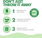 Biodegradable Natural Dish Sponges - Coconut and Cellulose - Eco Friendly Non-Scratch Heavy Duty Dish Scrubber - Pack of 12