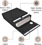 6 Pack Bed Sheet Organizer and Storage, Foldable Storage Organizer for Linen Closet with Viewing Window & Label for Bedding Sheets & Blankets (Queen & King Size) Black