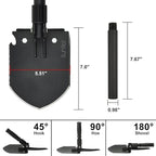 iunio Camping Shovel,Shovel Folding, Portable, Multitool, Foldable Entrenching Tool, Collapsible Spade, for Backpacking, Trenching, Hiking, Survival, Car Emergency