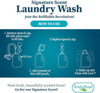Truly Free Natural Laundry Detergent for Sensitive Skin | Eco Friendly, Plant Based, Baby Clothes Safe | Clean & Easy Powder to Liquid, 3 Pack Detergent + 1 Refillable Jug | Signature Scent 150 Loads