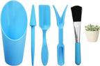 5Pcs Mini Succulent Tools Set, Plastic Garden Hand Tools Kit for Indoor Plant Care, Succulent Bonsai Miniature Garden Tool Set,Small Gardening Tools for Transplanting Digging Planting, Blue