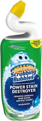 Scrubbing Bubbles Toilet Bowl Cleaning Gel, Non-Bleach Bathroom Cleaner, Gets Rid of Limescale and Hard Water + Rust Stains, Rainshower Scent, 24oz