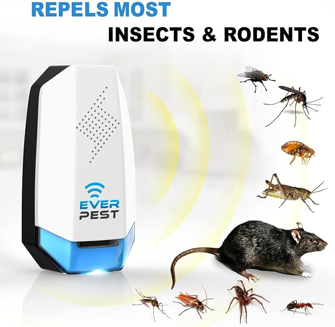Ultrasonic Pest Control Repeller (2-Pack) Plug in Flea Rat Roach Mosquito Cockroaches Rodent Spider Scorpion Squirrel Mouse Fruit Fly Insect Indoor Plug Repellent Electronic Defender
