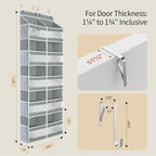 Yecaye 5-Tier Over The Door Organizer Dual-Column, 80lbs Load Extra Large Over the Door Storage of 10 Compartments, Heavy Duty Door Organizer Hanging for Bedroom Closet Nursery Bathroom Pantry, Gray