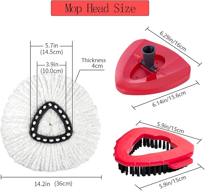 6-Pack Spin Mop Head Refills for Ocedar Easywring with 1 Base Head and 1 Mop Scrub Brush Head, Replacement Reusable Microfiber Mop Heads for O Cedar