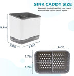 KeFanta Sink Counter Caddy, Plastic Dish Sponge Holder, Kitchen Brush and Scrubber Organizer with Drain Tray, White