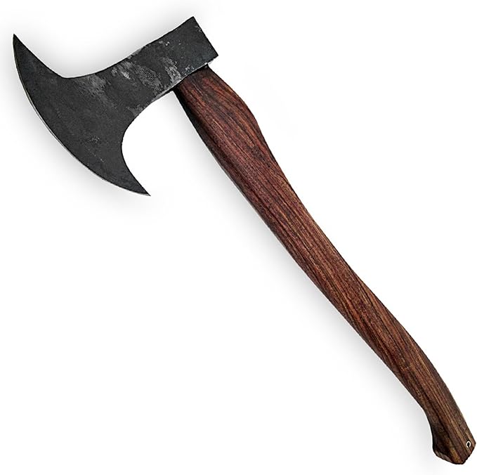 Armory Replicas™ 22-Inch Hand Forged Camping Axe with Rustic Dark Finish - Versatile Chopping Tool for Firewood, Shelter Building, and Outdoor Defense