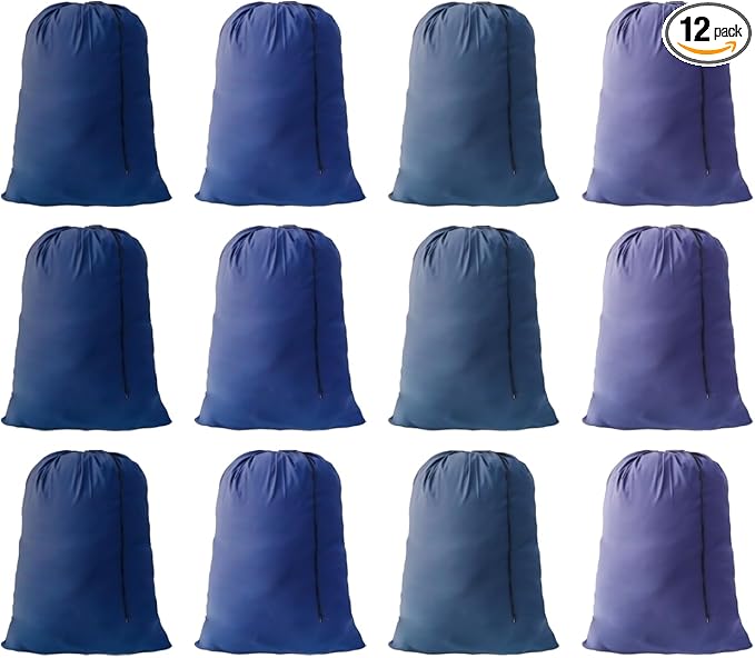 Extra Large Laundry Bag Blue 30"x40" Dirty Clothes Organizer with Drawstring Closure for college, dorm and apartment dwellers Home Dorm Travel Basket (12PCS Blue)