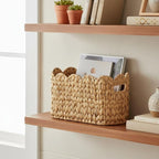 Toilet Paper Storage Basket,Scalloped Wicker Basket for Bathroom Organizers and Storage,Hand-Woven Rattan Bathroom Decor Accessories,Natural Water Hyacinth