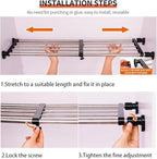 Hershii Expandable Closet Tension Shelf Rod Adjustable Metal Storage Rack Cabinet Organizer DIY Divider Separator Shelves for Wardrobe Cupboard Kitchen Bathroom, Black, 23.62-39.37inches