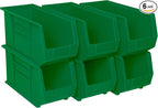 Akro-Mils 30265 AkroBins Plastic Storage Bins, Space-Saving Stackable Bins for Garage, Pantry, Craft Organization, 18-Inch x 8.25-Inch x 9-Inch, Green, 6-Pack