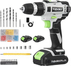 21V Cordless Drill Set, Power Drills Kit with 2.0Ah Battery and Charger, Electric Driver/Drill Bits, Max Torque 40Nm, 3/8-Inch Keyless Chuck, Variable Speed, LED Light, for DIY Home Repair