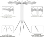 4-Legged Clothes Drying Rack Foldable, Outdoor Collapsible Drying Rack Clothing, Portable Laundry Drying Rack with 4 Pulleys, Aluminum Alloy Dry Rack for Clothes, Indoor, Balcony, Poolside, Camping