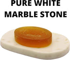 Marble Soap Dish Draining, Soap Dish for Shower, Bathroom, Sink Bath tub Dish, Soap Bar Holder, Soap Case, Holder for Sponges Hand Soap - Solid Oval Polished White