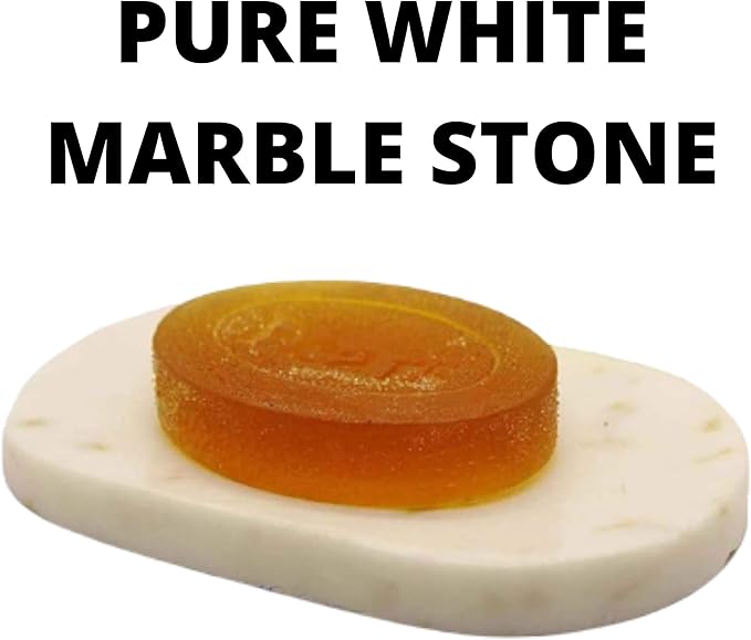 Marble Soap Dish Draining, Soap Dish for Shower, Bathroom, Sink Bath tub Dish, Soap Bar Holder, Soap Case, Holder for Sponges Hand Soap - Solid Oval Polished White