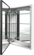 Aluminum Bathroom Medicine Cabinet with Farmhouse Black Framed 16x26 Inches Recess or Surface Mount Mirror Cabinet for Bathroom Toilet Kitchen