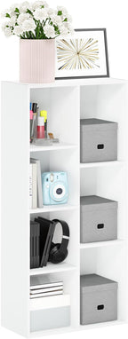 Furinno Luder Bookcase / Book / Storage , 7-Cube, White