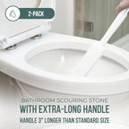 Powerstone Pumice Stone Toilet Bowl Cleaner with Extra Long Handle - 2 Pack | 3'' Longer Handle | Remove Hard Water Stains, Rings & Limescale from Toilets, Bathtubs, Sinks, Pools, BBQ