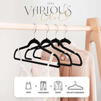 HOUSE DAY Black Velvet Hangers 300 Pack, Premium Clothes Hangers Non-Slip Felt Hangers, Sturdy Black Hangers Heavy Duty Coat Hangers, Durable Suit Hangers, Space Saving No Hanger Mark Rotating Hook