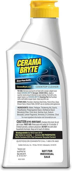 Cerama Bryte Glass Cooktop Cleaner Bundle with 10 Cleaning Pads for Removal of Tough Stains, Stovetop Cleaner for Glass - Ceramic Surfaces, 18 Ounces, 11 Piece