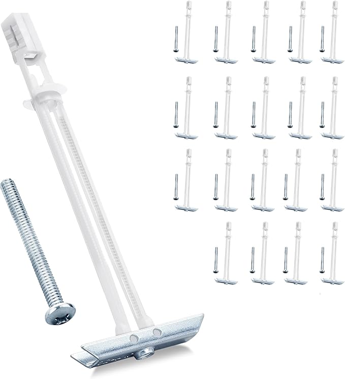 Heavy Duty Drywall Anchor Bolts with 1/4"-20 Fastener Suitable for TV Mounting Hollow Wall Anchor Bolt Screw Kit Supports Up to 270 lbs Each on 1/2 Inch Drywall Pack of 20