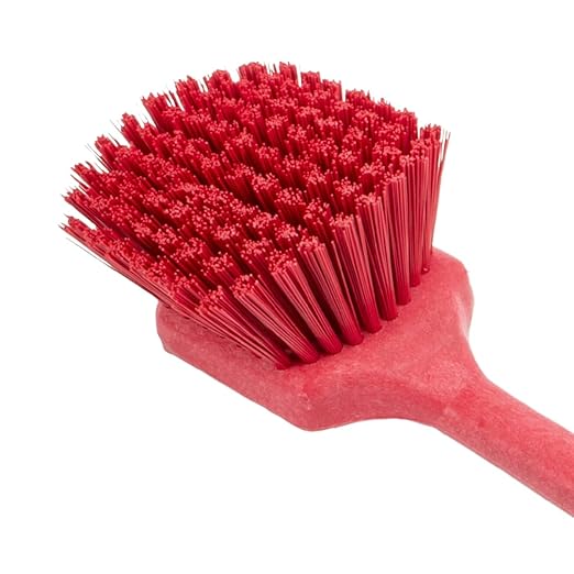 SPARTA 40501EC05 Plastic Large Scrub Brush, Kitchen Brush, Utility Brush With Long Handle For Cleaning, 20 Inches, Red, (Pack of 6)