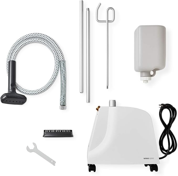 Reliable VIVIO 120GC Garment Steamer - 1300W Professional Steamer for Clothes with Fabric Brush, Standing Garment Steamer with Fabric Covered Steam Hose, 2 Hours Continuous Steam 2 Minute Heat-Up Time