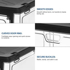 3-Pack Clear Stackable Storage Bins with Lids Magnetic Doors Open Front Foldable Folding Plastic Craft Containers Large Closet Organizers Box for Bedrooms Living Rooms Study 24 QT