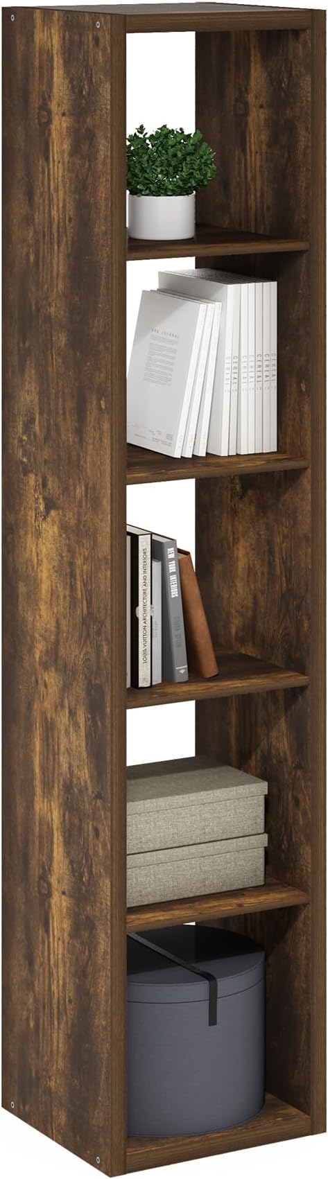 Furinno Cubicle Open Back Decorative Verticle Cube Storage Organizer, 5-Cube, Amber Pine