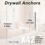 Heavy Duty Drywall Anchor Bolts with 1/4"-20 Fastener Suitable for TV Mounting Hollow Wall Anchor Bolt Screw Kit Supports Up to 270 lbs Each on 1/2 Inch Drywall Pack of 42