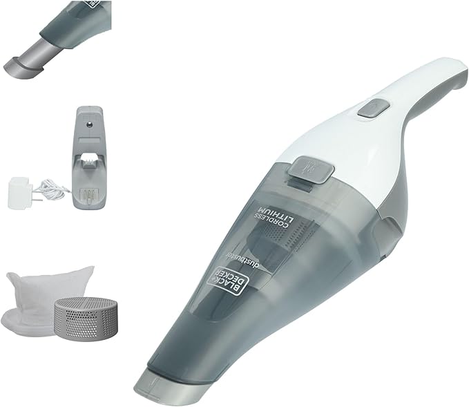 BLACK+DECKER dustbuster Cordless Handheld Vacuum, Portable Car Vacuum Cordless Rechargeable, Wall Mount, Strong Suction QuickClean (HNVC215B10)