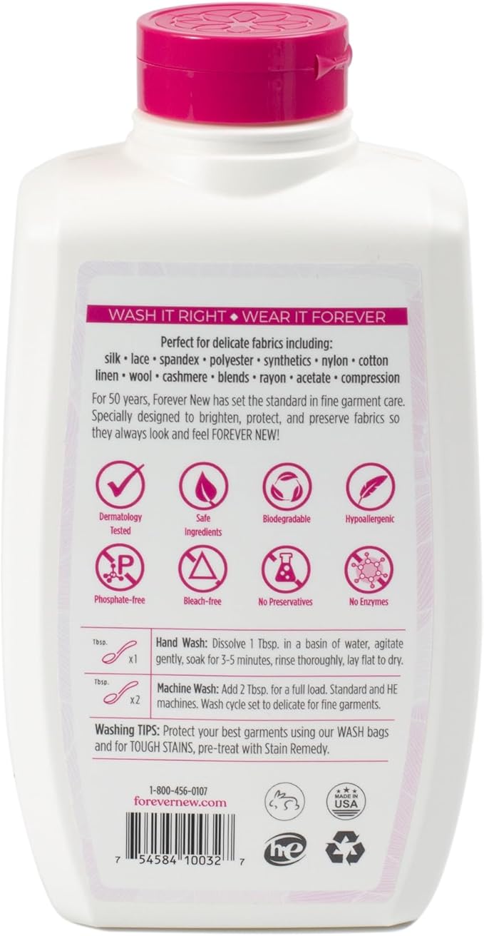 FOREVER NEW Delicate Hypoallergenic Laundry Detergent Powder - 150 to 192 Large Loads - Gentle washing detergent for Silk, Cashmere, Bra, Undergarments, Wool etc. - Original Scented - 32oz (3pack)