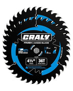 CRALY 4-1/2 Inch 36 Teeth Fine Finish Wood Cutting Circular Saw Blade, 3/8 Inch Arbor, Carbide Tipped, Thin Kerf, Black Ice™ Coating, for Plywood, MDF, OSB, Laminated, 2-Pack(C0436FF-2)