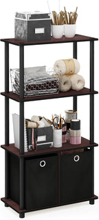 Furinno NW889DC/BK Go Green 4-Tier Multipurpose Storage Rack w/Bins, Dark Cherry/Black