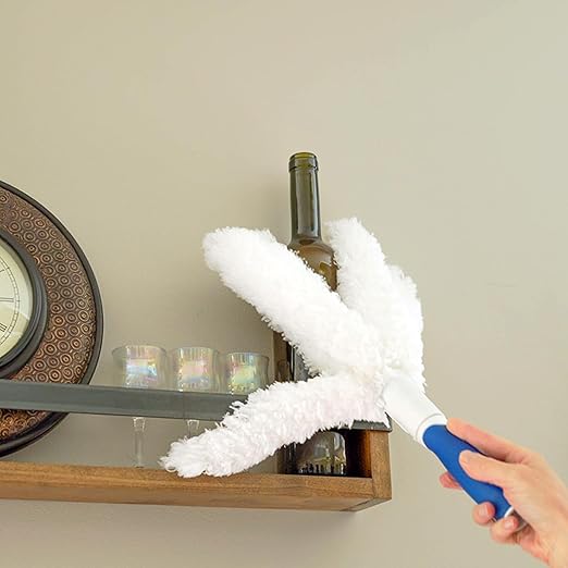 Unger Microfiber Feather Duster for Cleaning, Household Dusting, Cleans Fragile Objects, Machine Washable, Attaches to a Pole