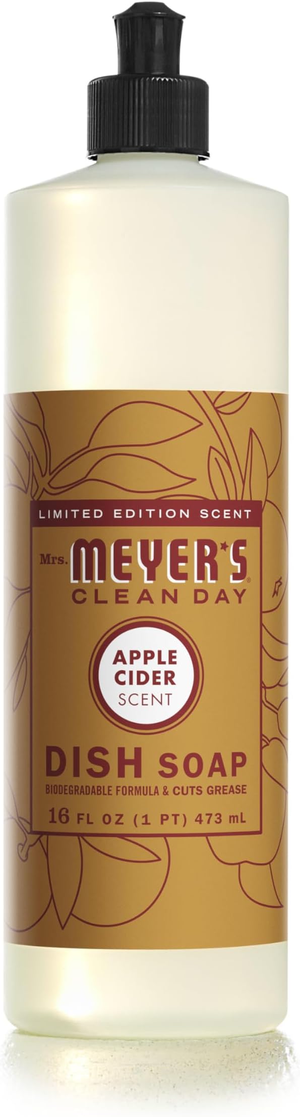 MRS. MEYER'S Clean Day Liquid Dish Soap, Biodegradable Formula, Limited Edition Apple Cider, 16 fl. oz