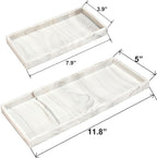 DNC Silicone Bathroom Tray for Counter, 2PC (7.9" +11.8") Vanity Tray for Countertop, Kitchen Sink Soap Tray for Dish Holder Dispenser Toilet Tank Desk Organizer