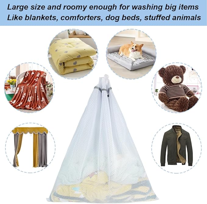 Vivifying Extra Large Mesh Laundry Bag, 2 Pack XXL Oversize Honeycomb Mesh Wash Bags for Washing Machine, Coats, Stuffed Toys, Blanket, Bedding, Sweater, Delicates Clothes (27 x 35 Inches)