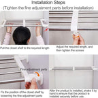 Hershii Expandable Closet Tension Shelf Rod Adjustable Metal Storage Rack Cabinet Organizer DIY Divider Separator Shelves for Wardrobe Cupboard Kitchen Bathroom, Black, 15.75-23.62inches