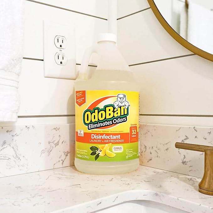 OdoBan Ready-to-Use Disinfectant and Odor Eliminator, Made in the USA, Citrus Scent, Set of 2, 32 oz Spray and 1 Gallon Concentrate