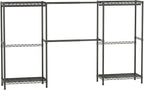 SINGAYE Clothes Rack Portable Closet Coat Wardrobe Heavy Duty Clothing Racks System Organizers and Storage for Hanging Clothes Garment Rack Adjustable with Shelves 15.8" D*(77-88) W*76.5" H Black